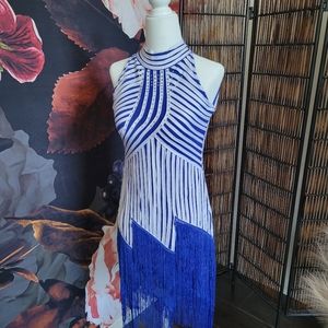 Blue & white ballroom rhythm / latin beginner / practice / showcase dance dress